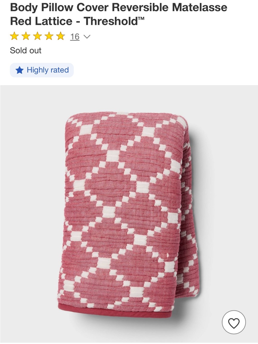 Threshold Matelassé Reversible Body Pillow Cover in Pink and White - Picture 5 of 9